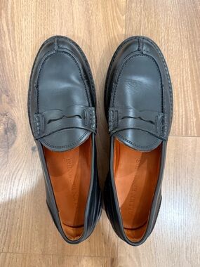 Black Leather Chunky Penny Loafers - Men's Dress Slip-Ons